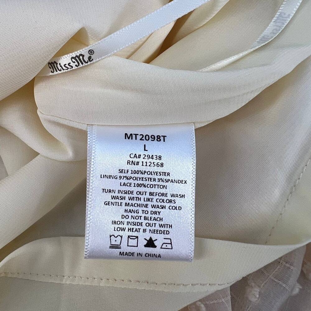 Miss Me Women's Tank Top Size Large Cream Swiss Dot Crochet MT2098T 51 - Picture 10 of 13